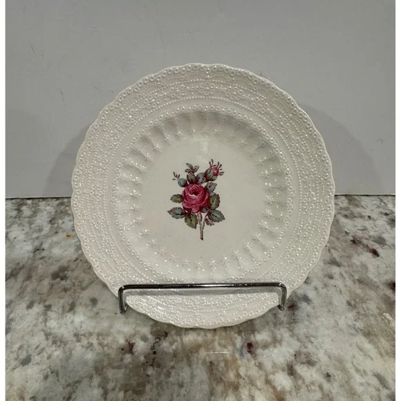 Spode Billingsley Rose Bread Plate 6 inch Scalloped Lace Rim 2/9867 - Picture 1 of 5